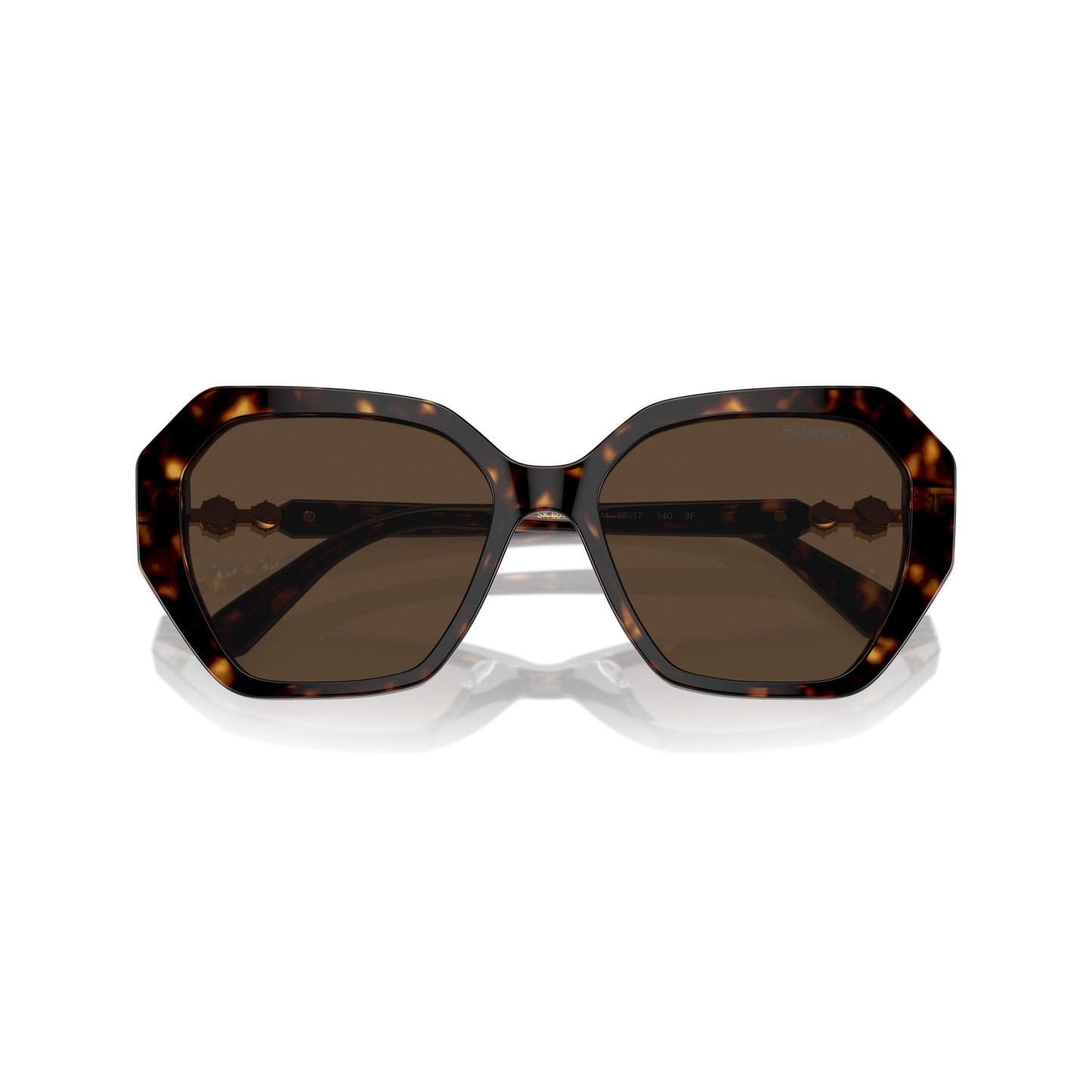 0Sk6017 Oversized Geometric Tortoiseshell Sunglasses with Crystal Accents