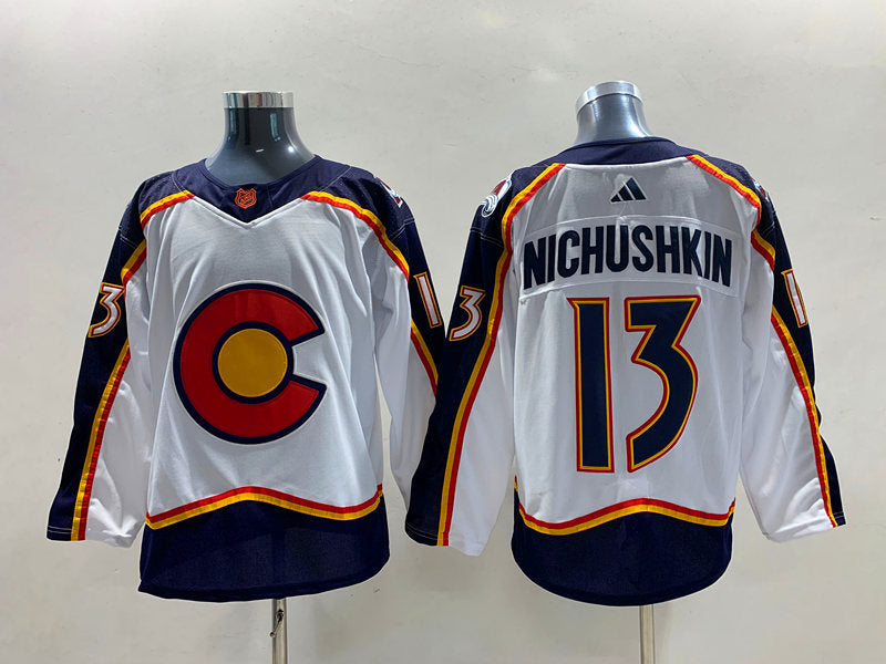 Men's Colorado Avalanche Valeri Nichushkin #13 White Breakaway Player jersey