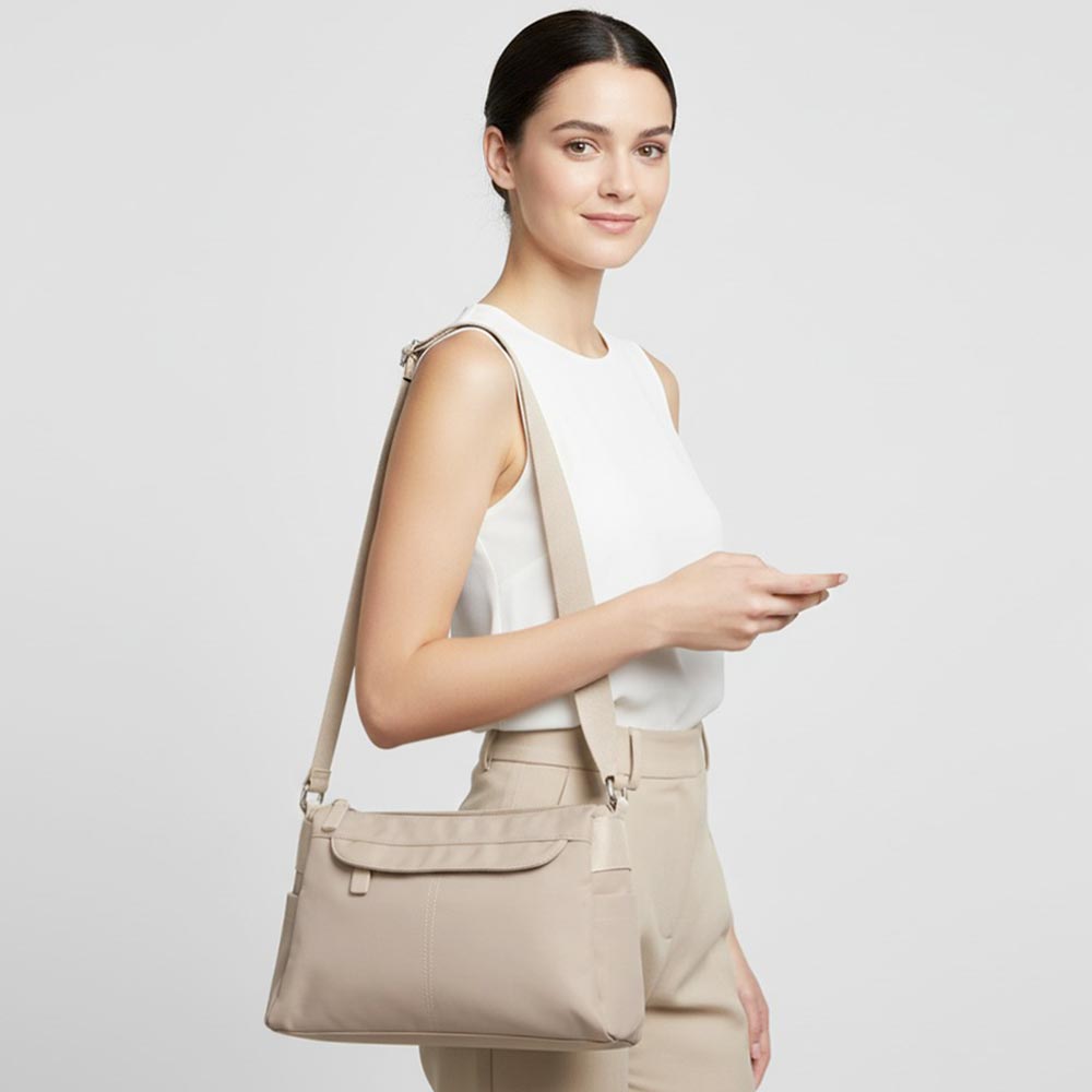 Solid Multi Pocket Crossbody Bag
