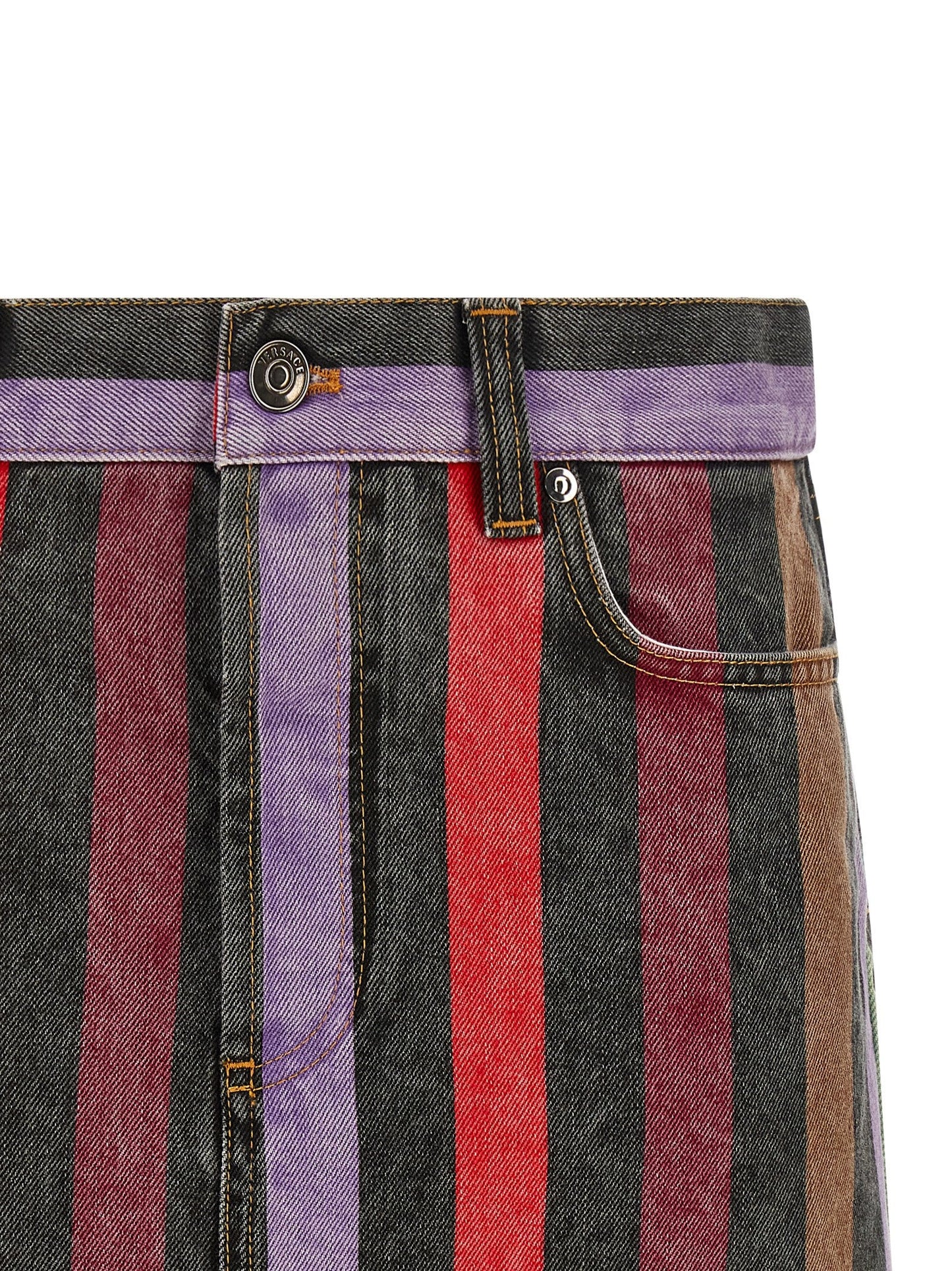 Versace Women Striped Denim Skirt