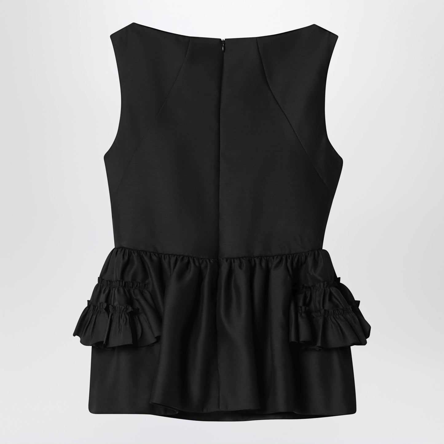 Dries Van Noten Black Wool And Silk Ruffled Top Women