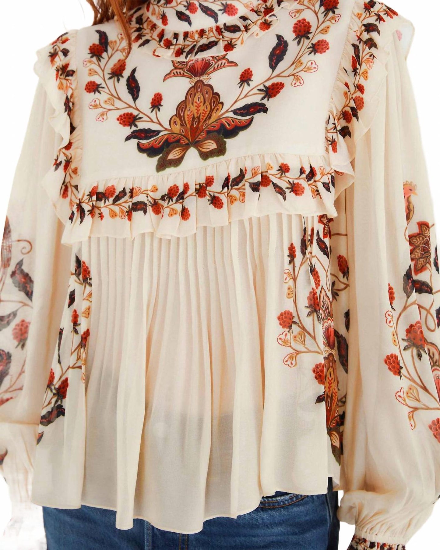Berry Garden Long Sleeve Blouse In Cream