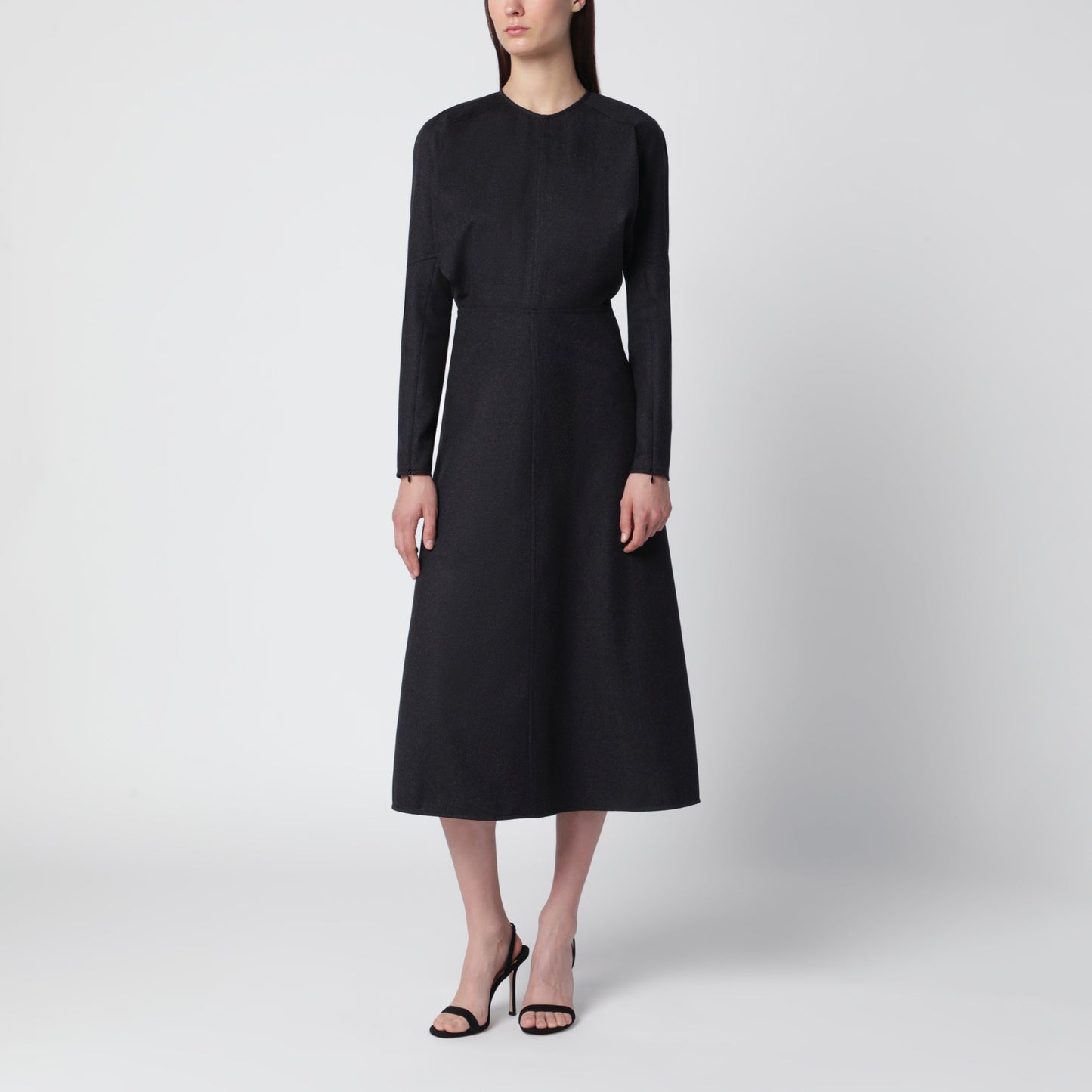 Victoria Beckham Doman Virgin Wool Dress In Dark Grey Melange Women
