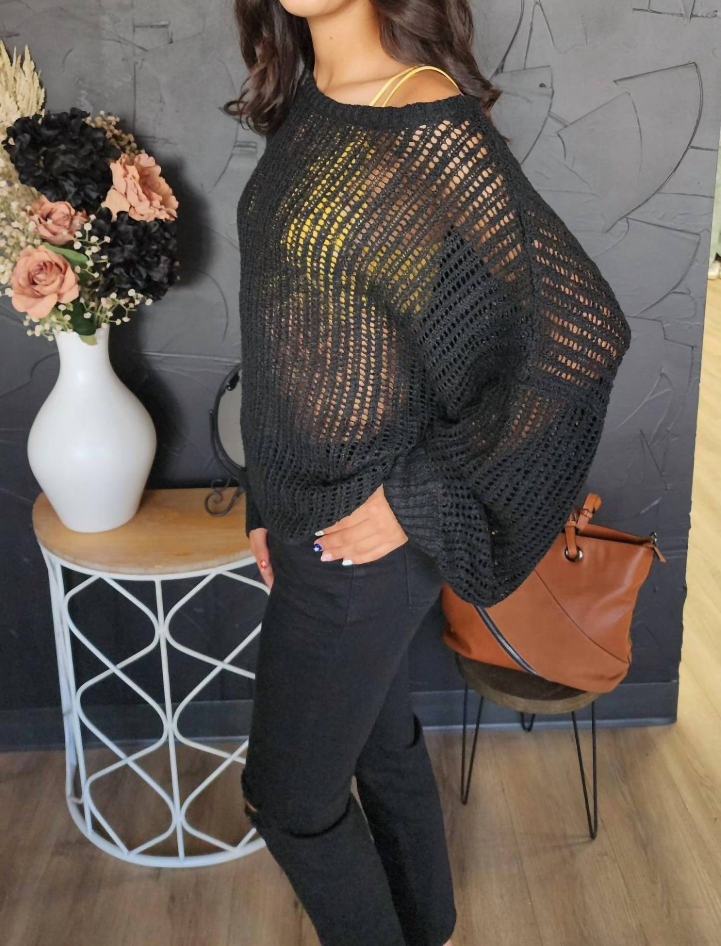 Crochet Sweater In Black