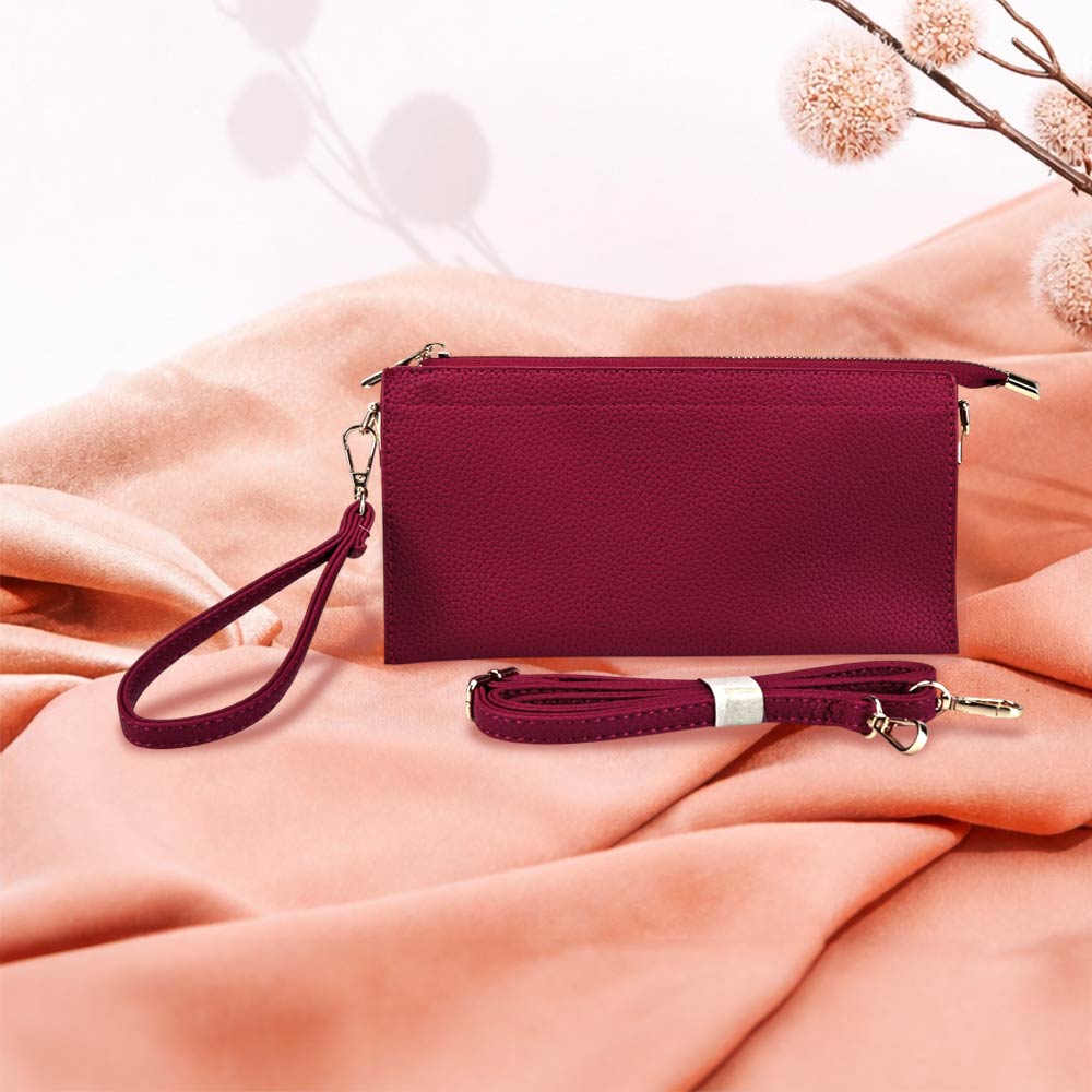 Faux Leather Slim Wallet Crossbody Bag