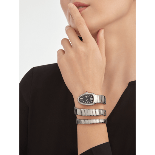 Serpenti Tubogas Gray/Black, Diamond-Set