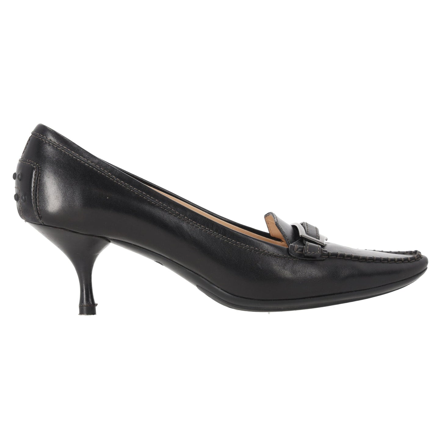 Tod's Pointed Toe Penny Loafer Pumps in Black Leather