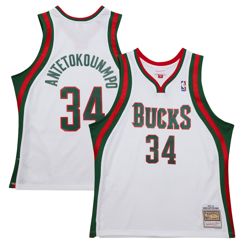 Giannis Antetokounmpo Milwaukee Bucks Mitchell & Ness 2025/26 Hardwood Classics Swingman Jersey - White