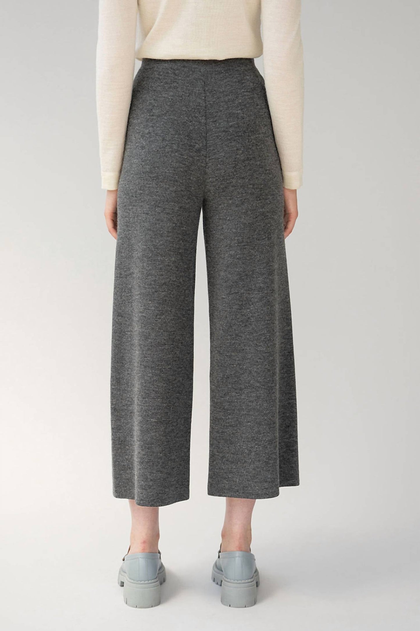 Wide Leg Trousers In Shadow Grey Heather