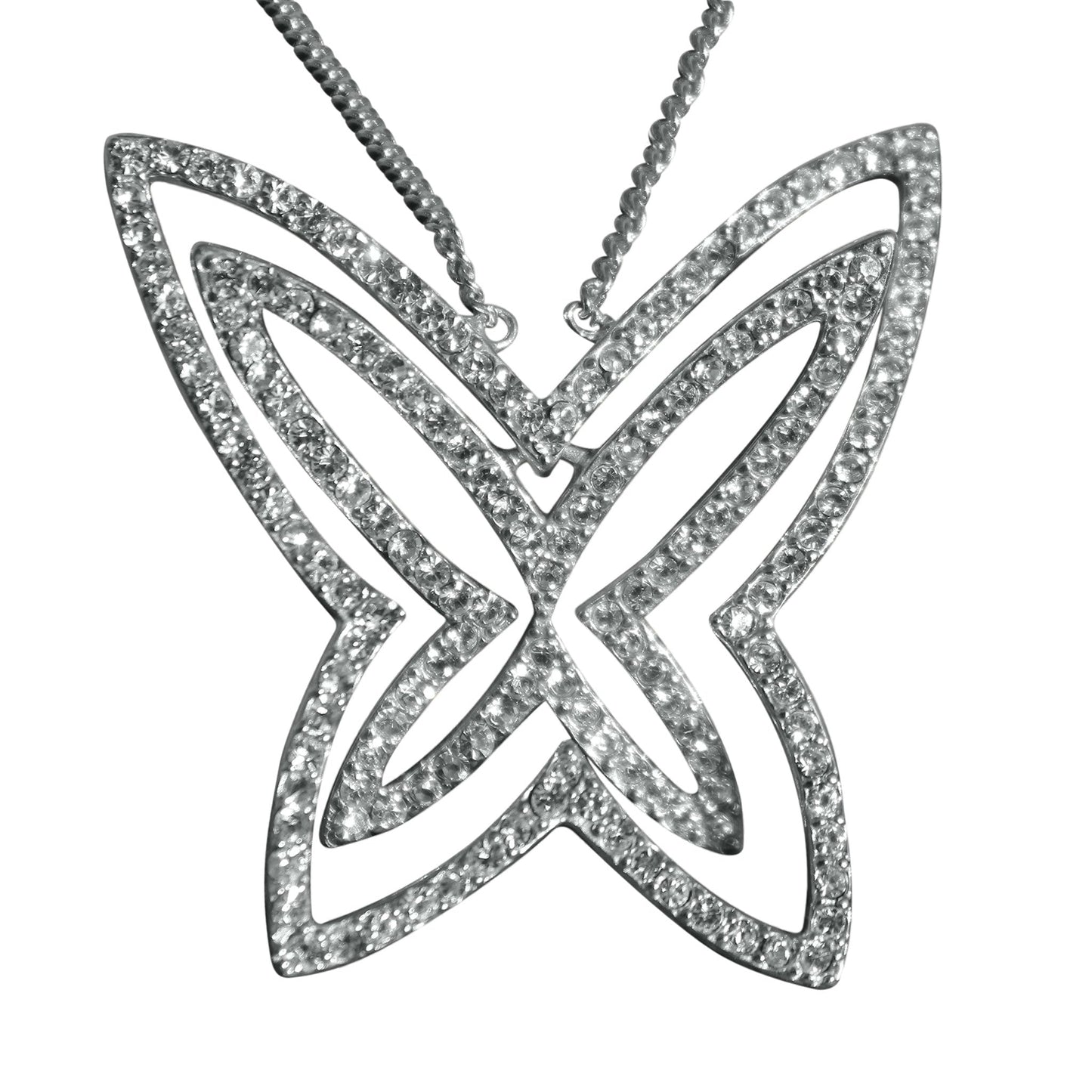 Rhodium Plating 925 Sterling Silver Chain Pendant with Crystal in Clear