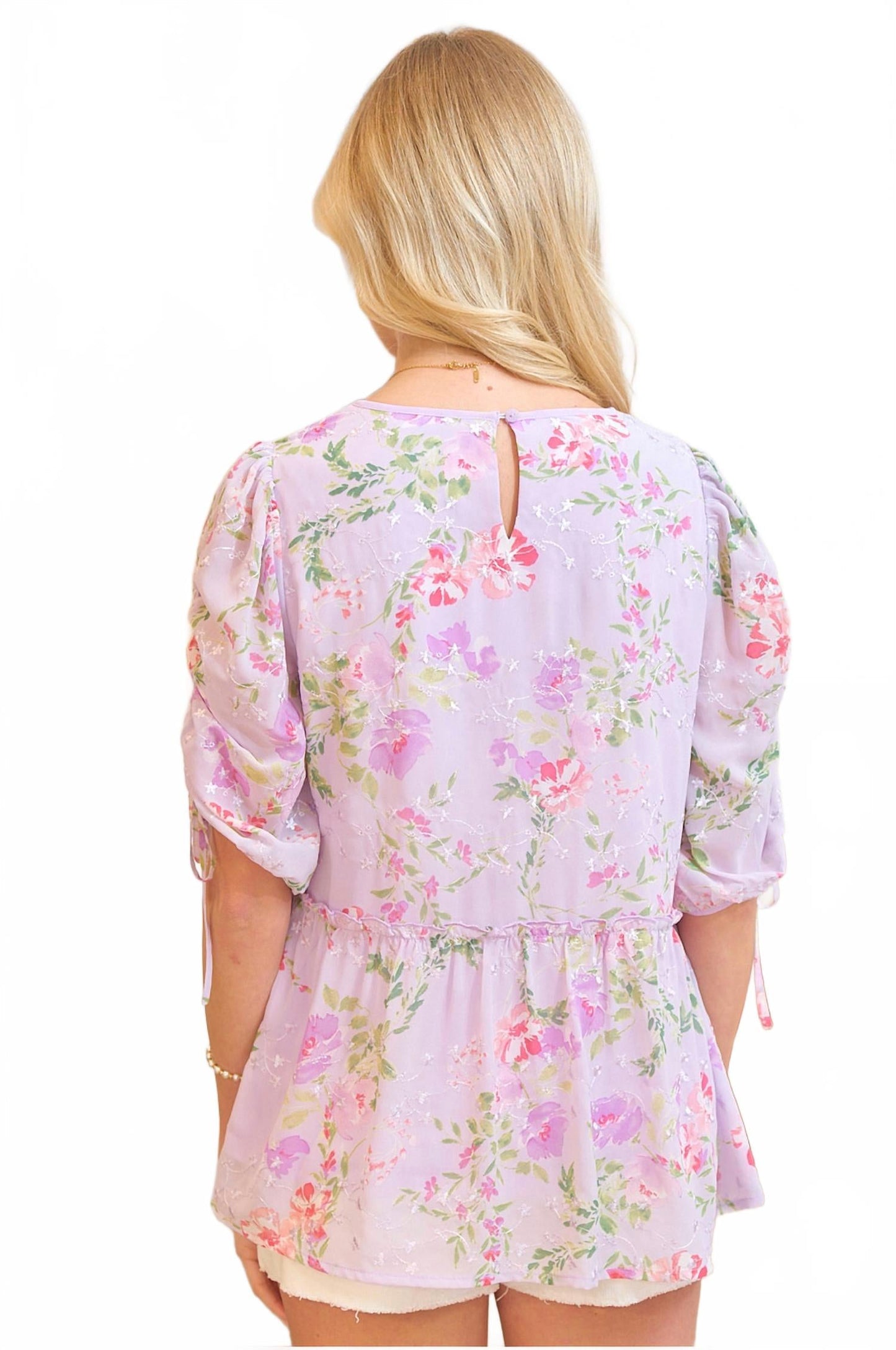 Sweet Pea Drop Waist Top In Pink Multi