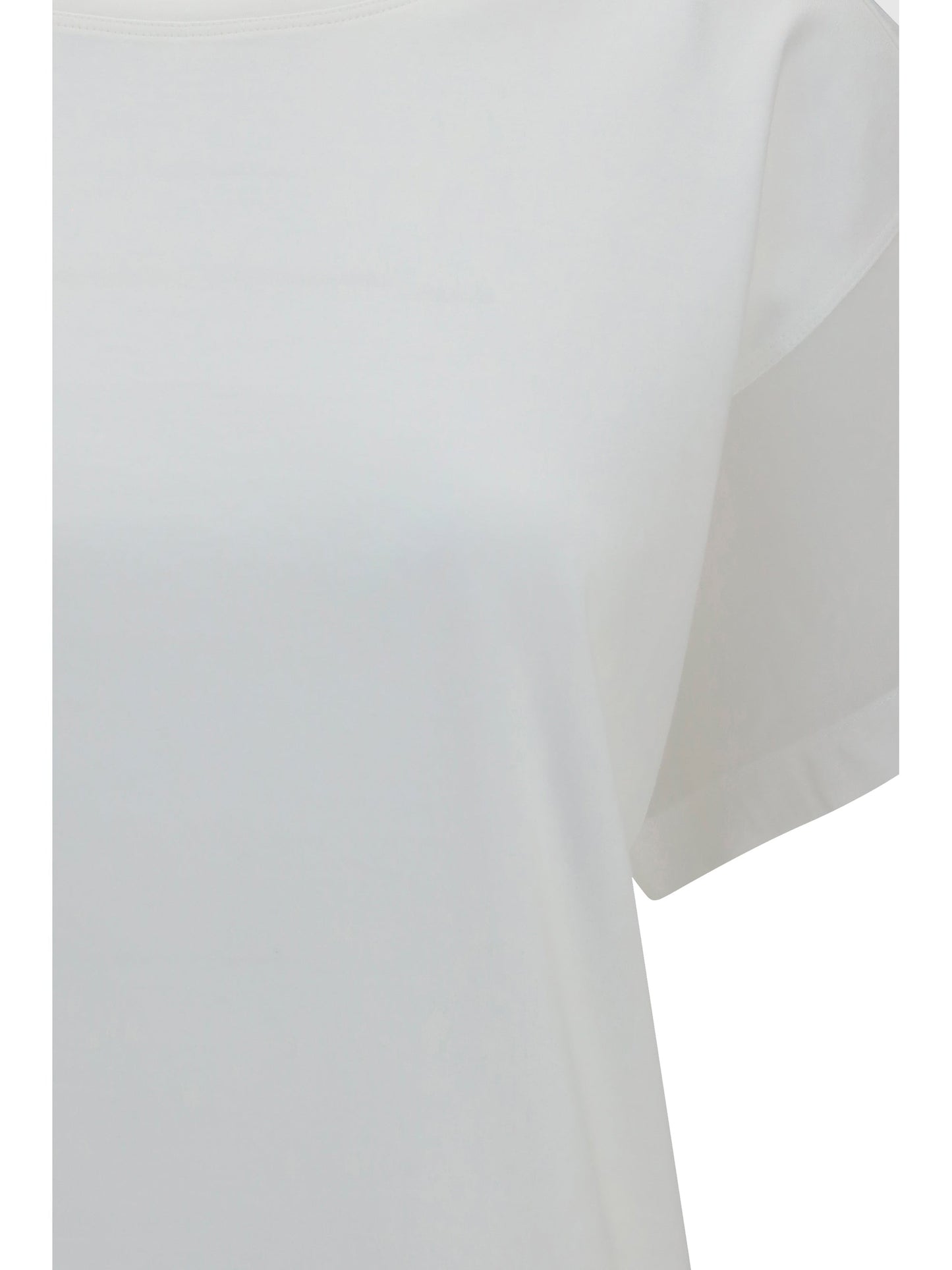 Brunello Cucinelli Women Cotton T-Shirt With Sheer Sleeves And Side Panels
