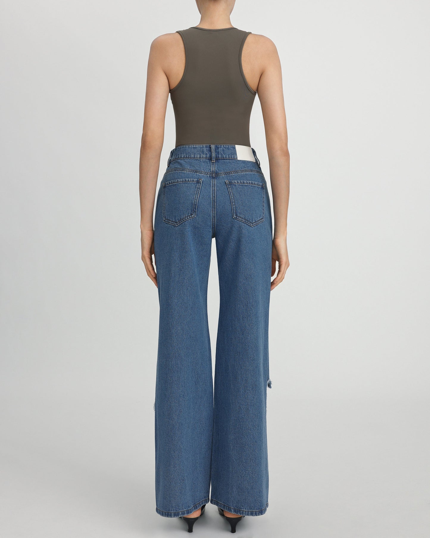 Sophia Embellished Heart Cut-Out Denim Jeans - Medium Blue