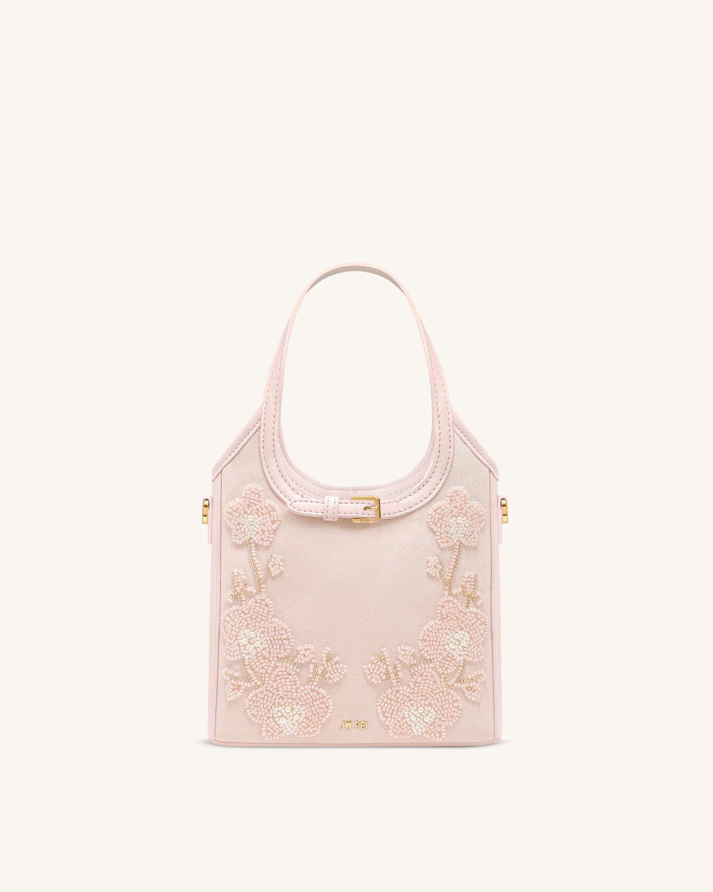 Brooke Mini Belted Embellished Orchid Beaded Top Handle Bag - Pink