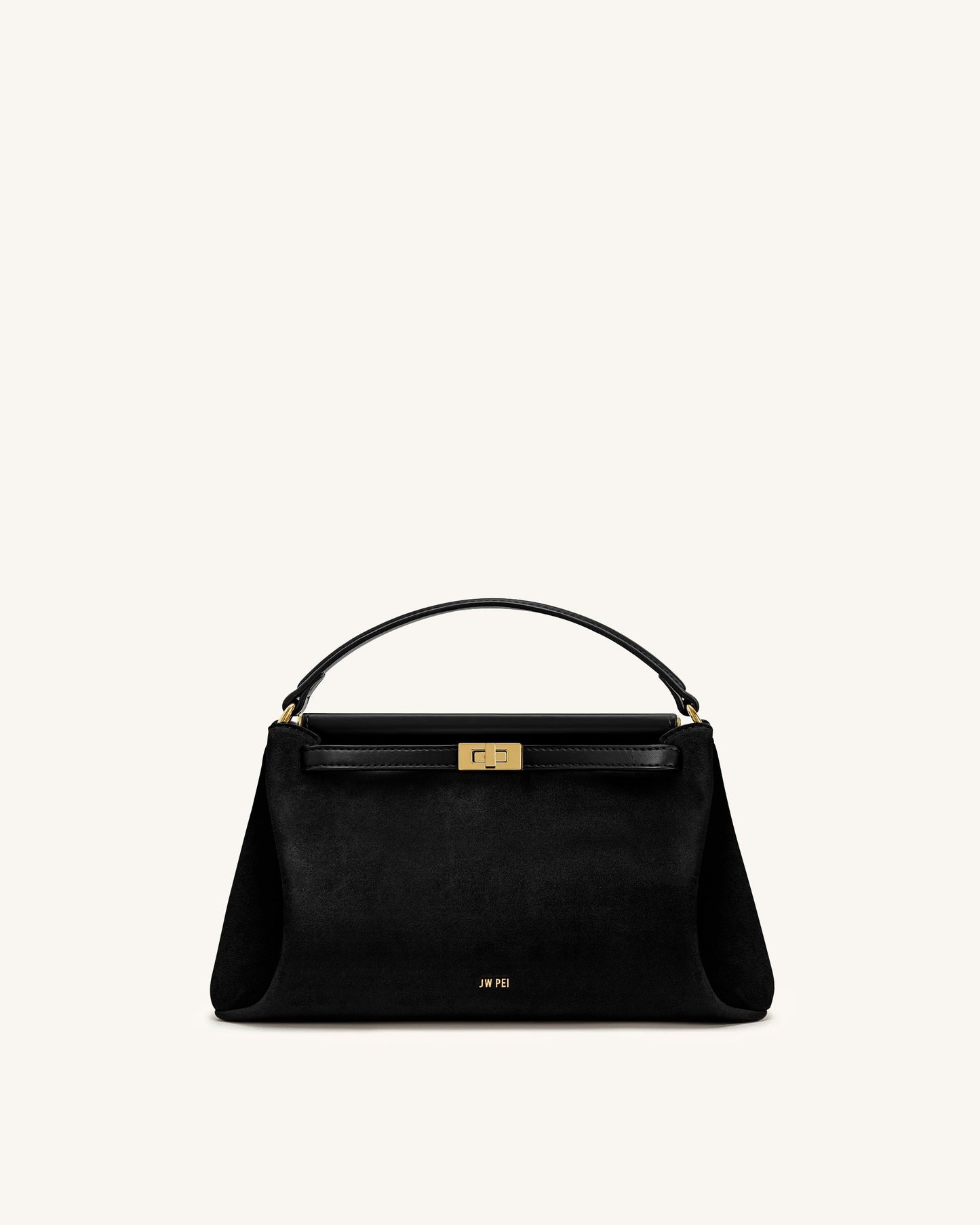 Carmen Faux Suede Top Handle Bag - Black