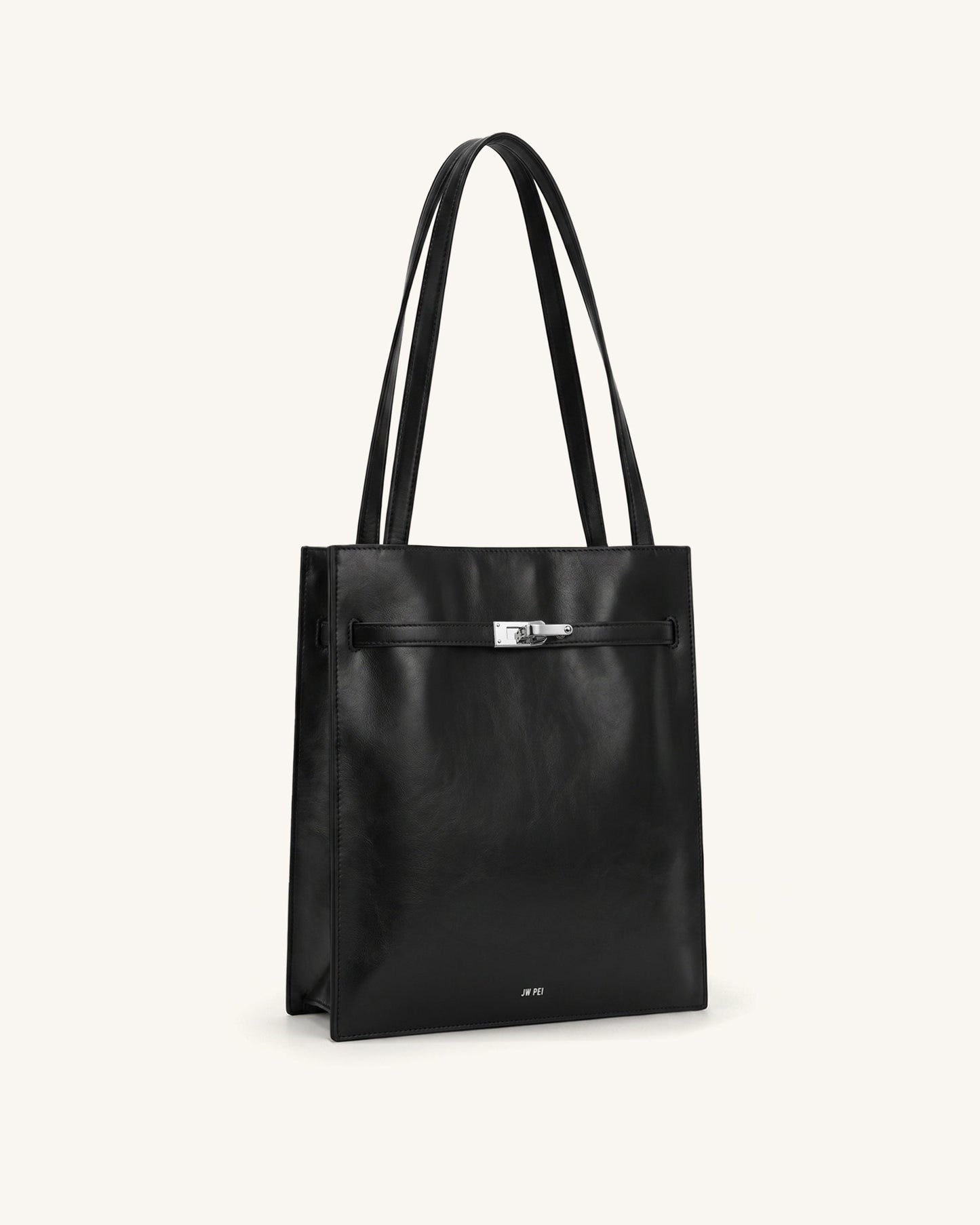 Noelle Belted Tote Bag - Black