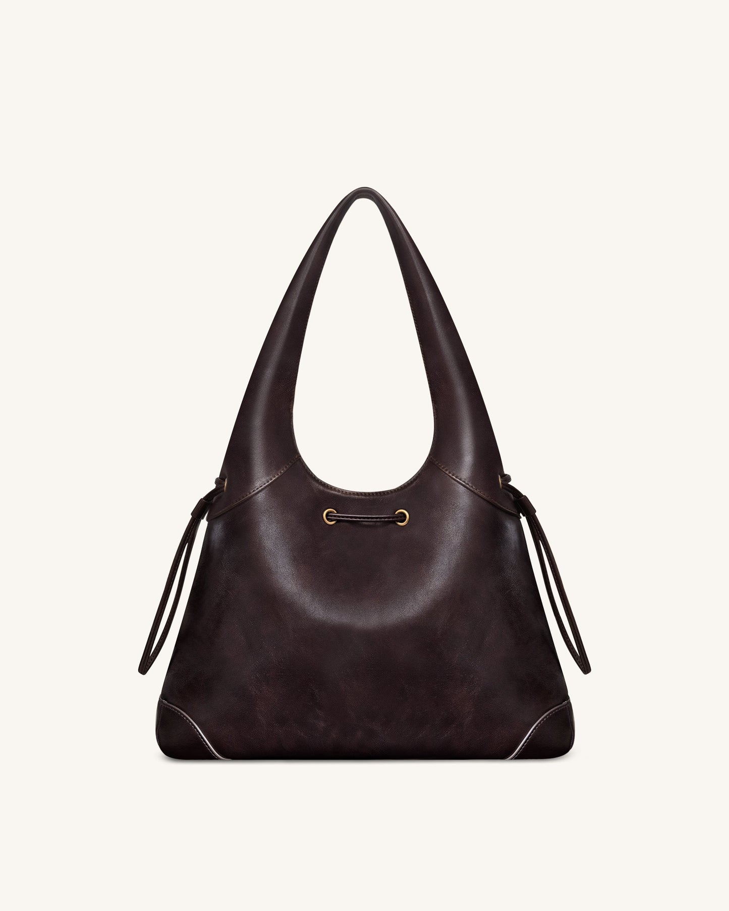 Celandra Drawstring Hobo Bag - Dark Brown