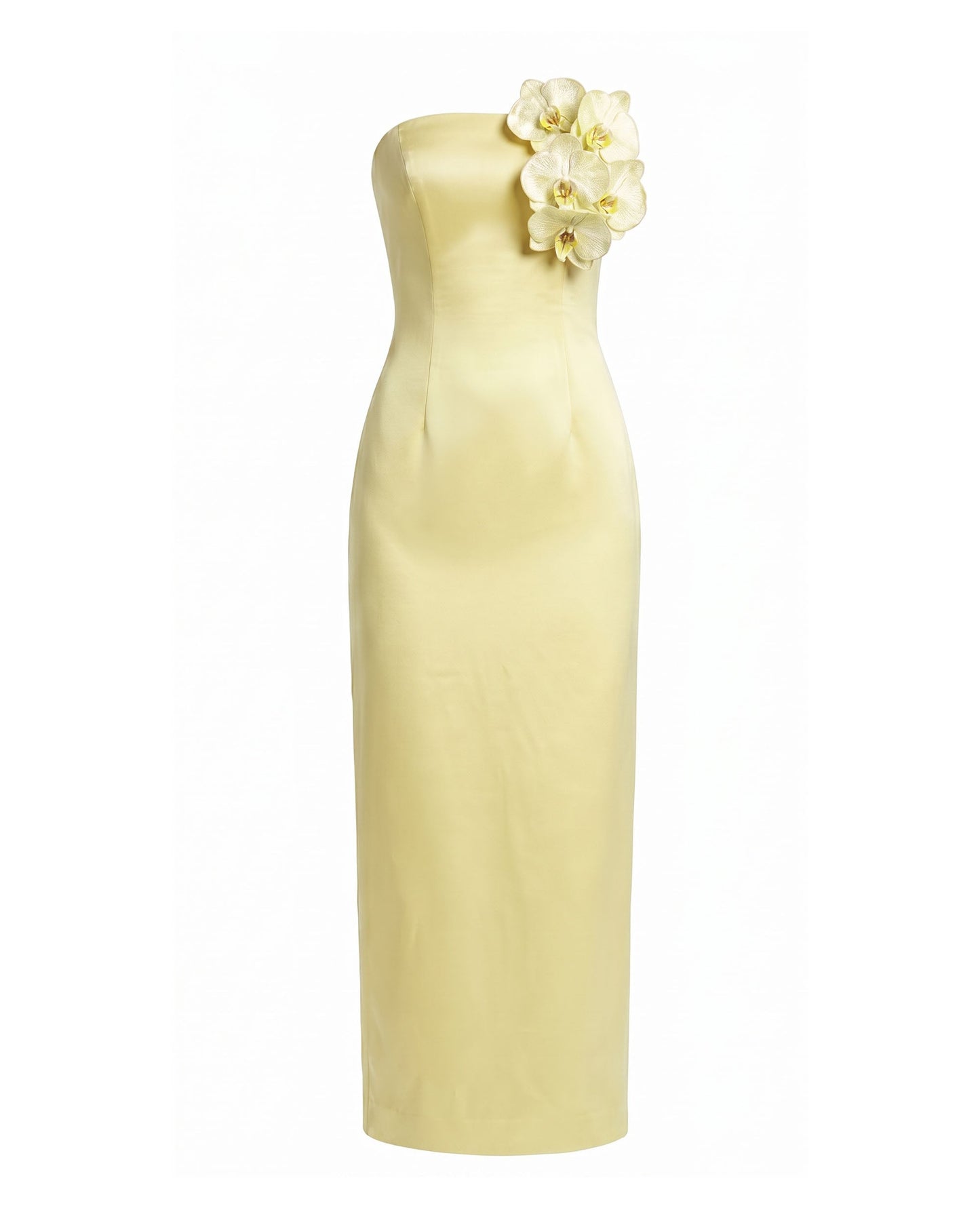 Orchid Embellished Strapless Maxi Dress - Yellow