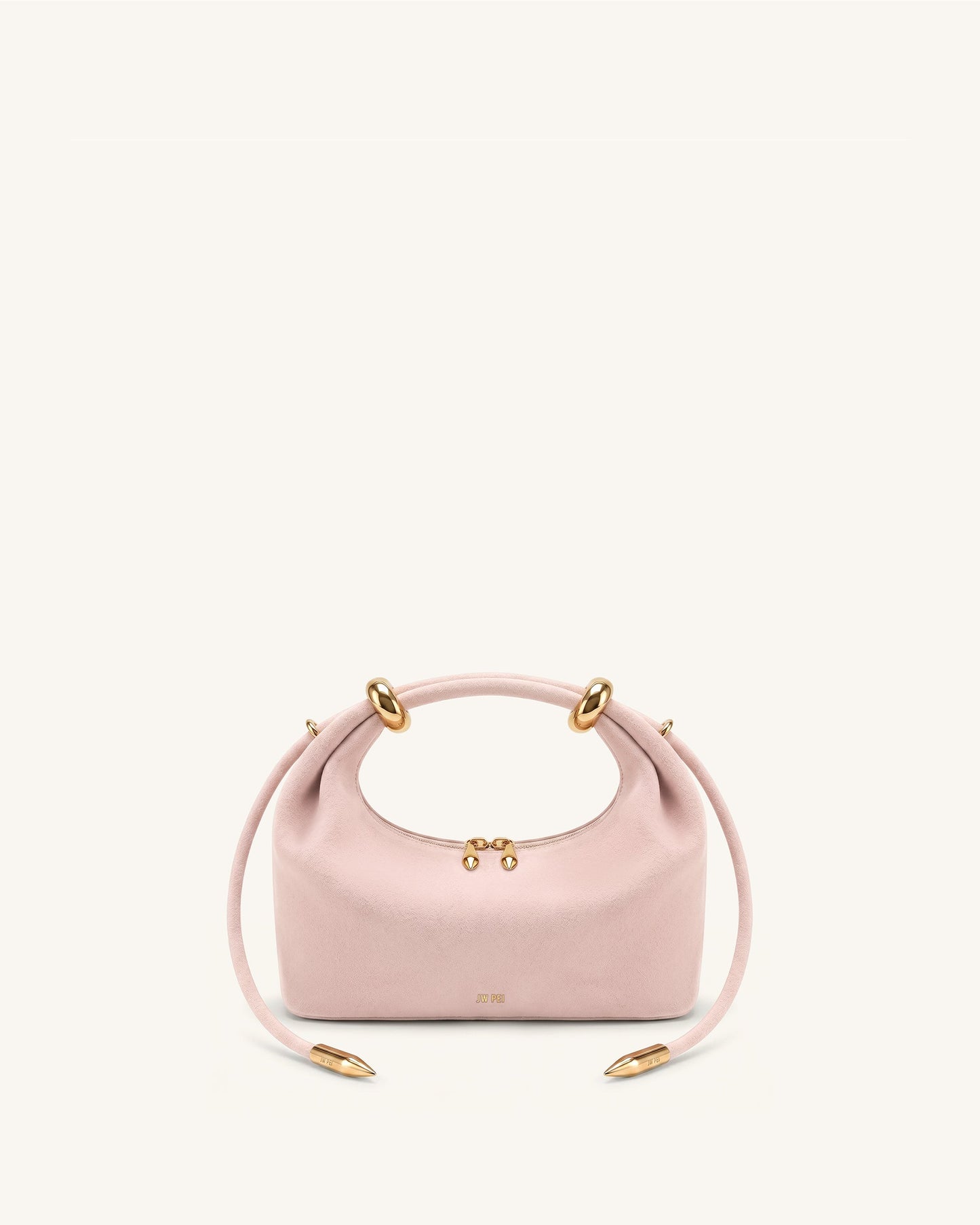 Ellie Faux Suede Metal Ring Embellished Top Handle Bag - Pink