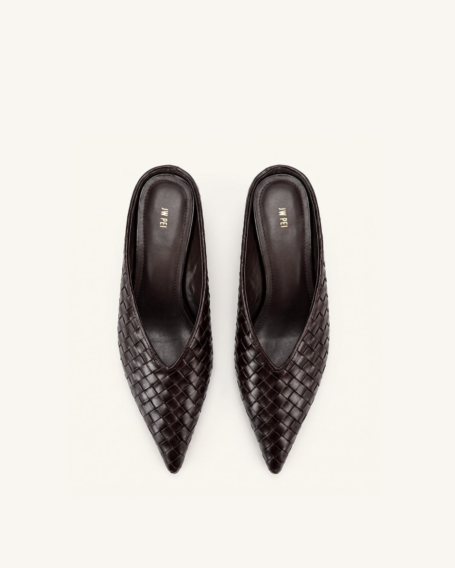 Helena Woven Textured Pointed Toe Mules - Burgundy
