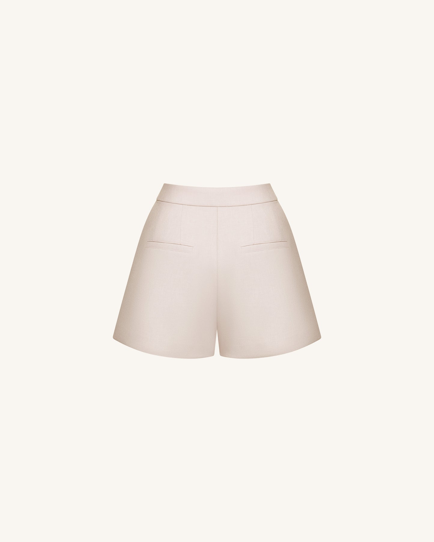 Woven Cotton Tailored Shorts - Beige