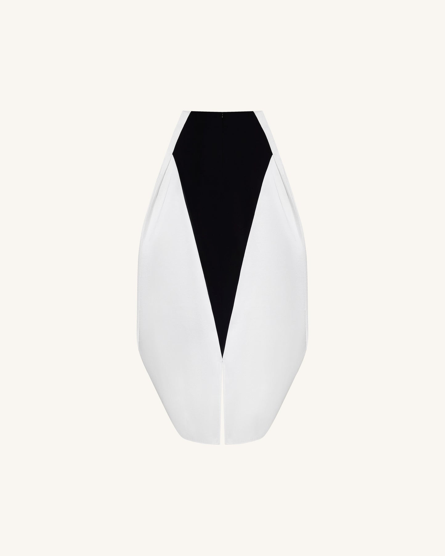 Monochrome Paneled Structured Pannier Maxi Skirt - Black