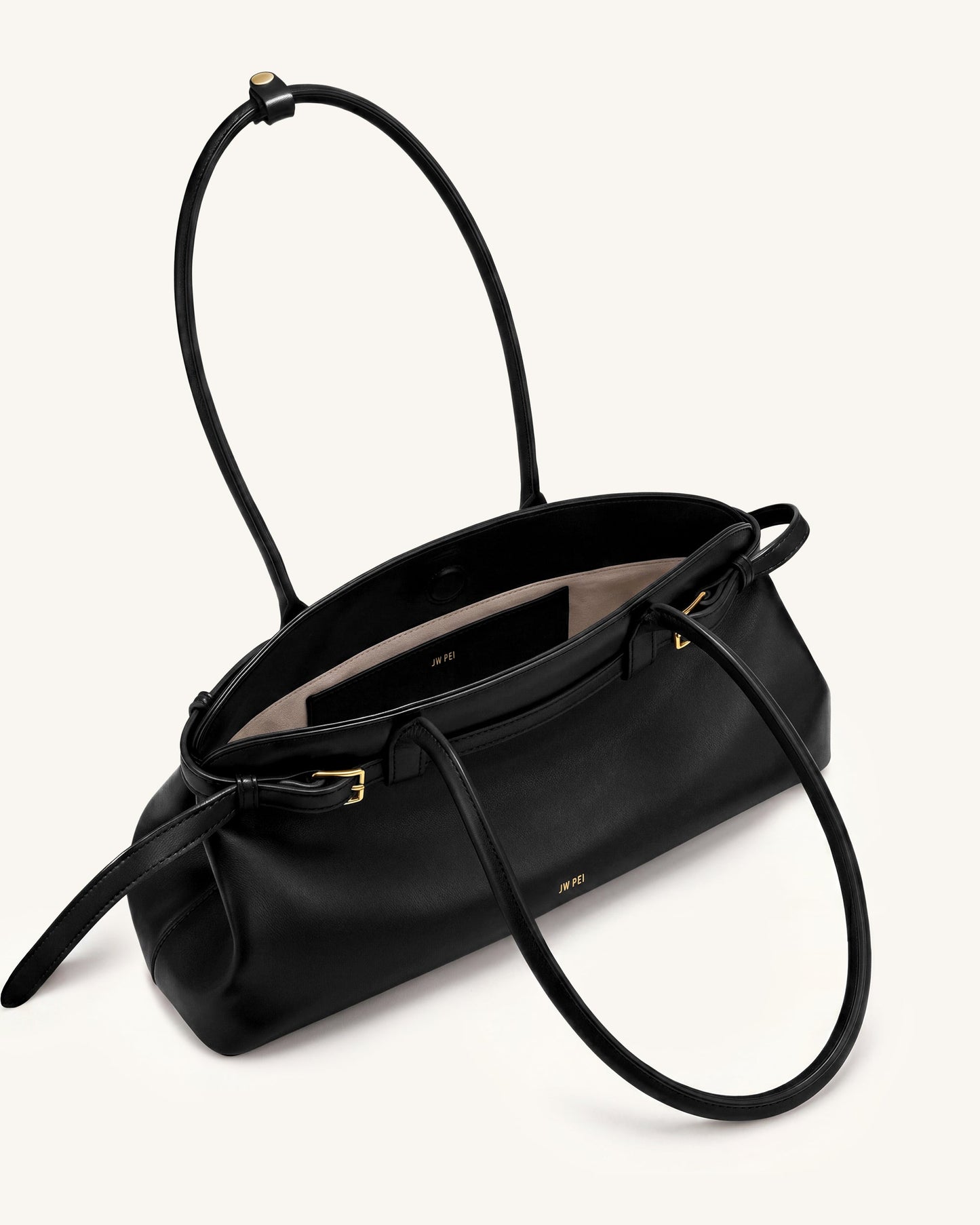 Arden Belt Detail East-West Shoulder Bag - Black