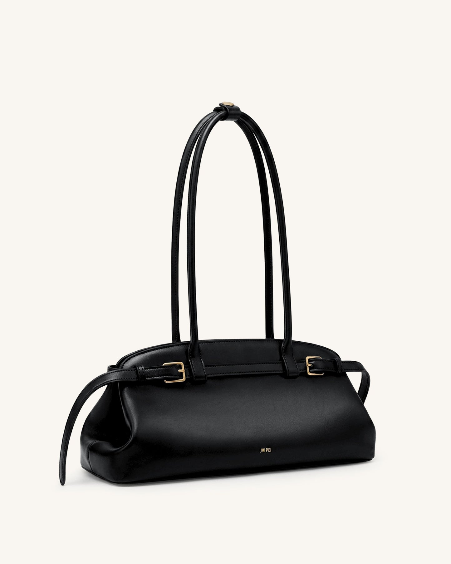 Arden Belt Detail East-West Shoulder Bag - Black