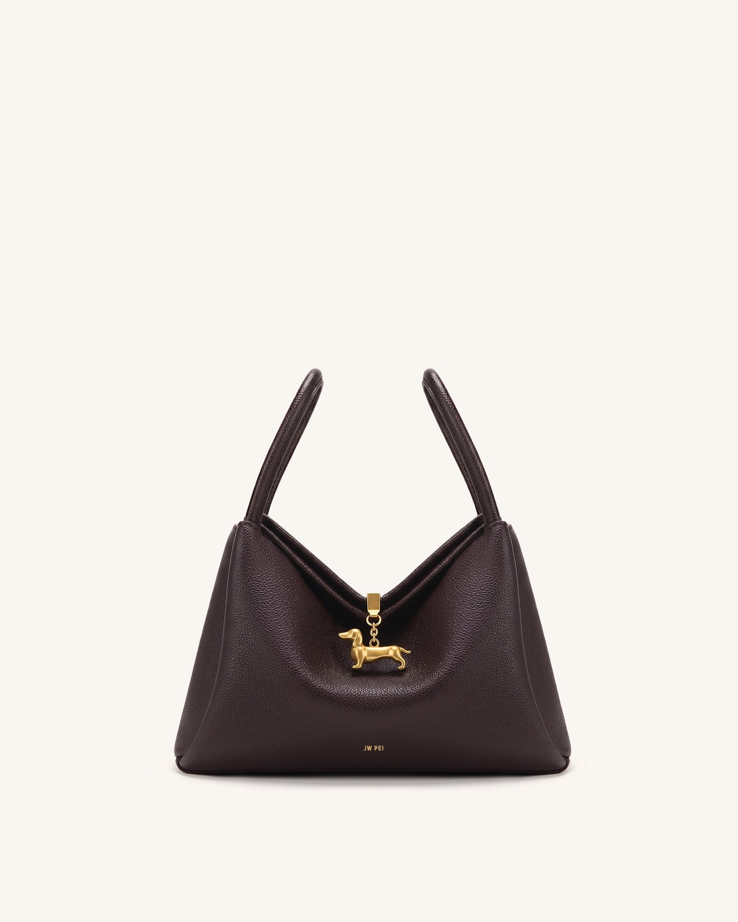 Maelle Dachshund Charm Double Handle Bag - Dark Brown
