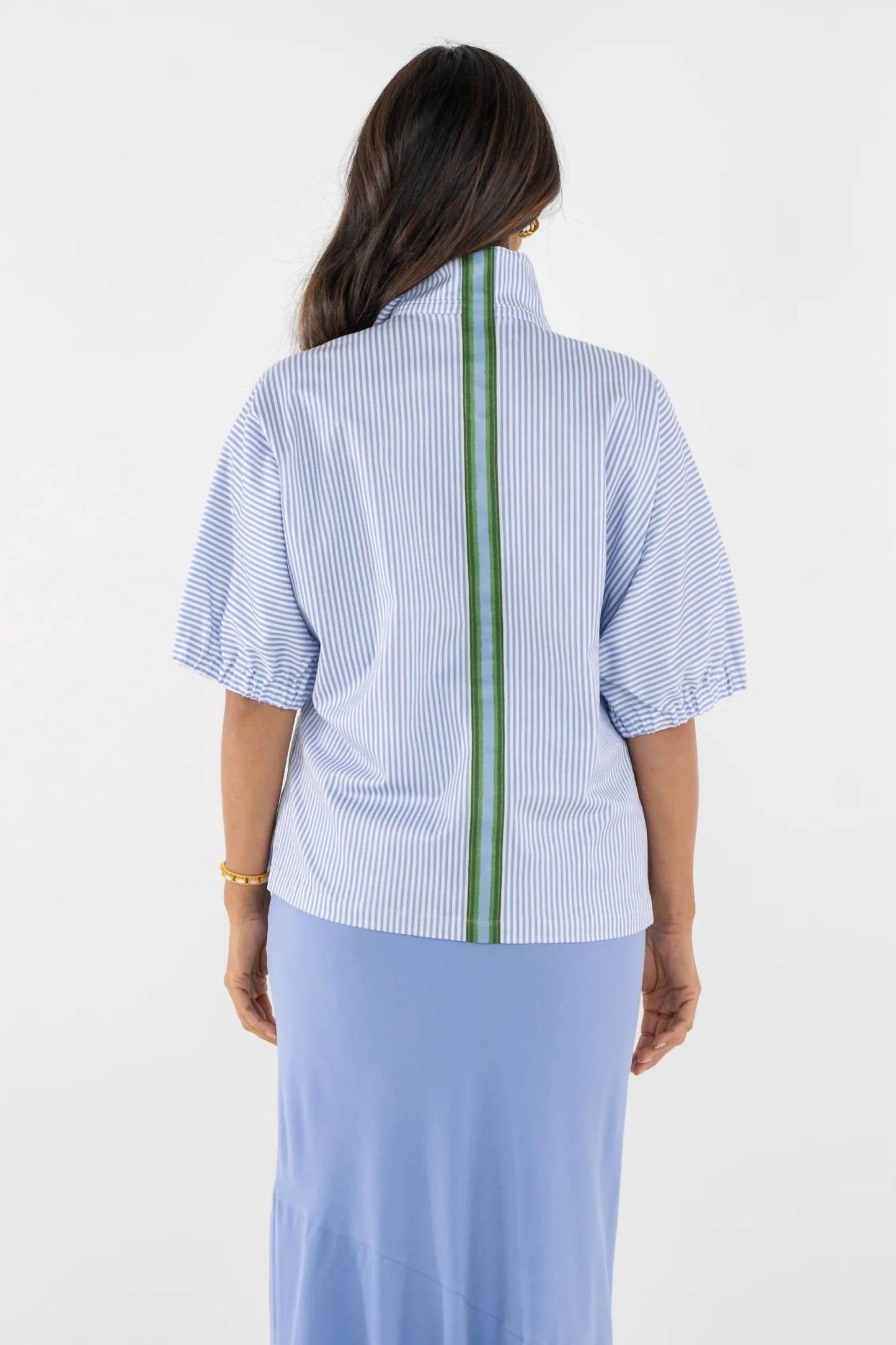 Poppy High Neck Top In Grapemist Stripe