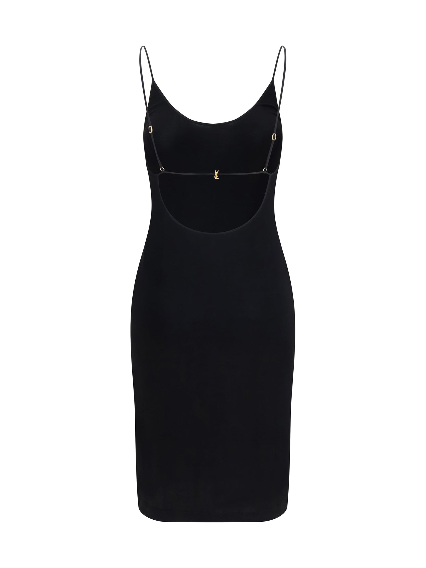 Saint Laurent Women Cassandre Open-Back Ribbed-Knit Dress