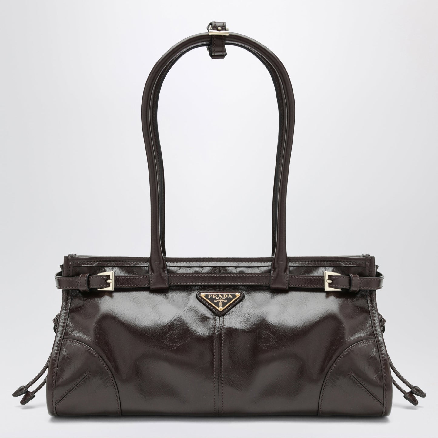 Prada Medium Prada Bonnie Handbag In Dark Brown Leather Women