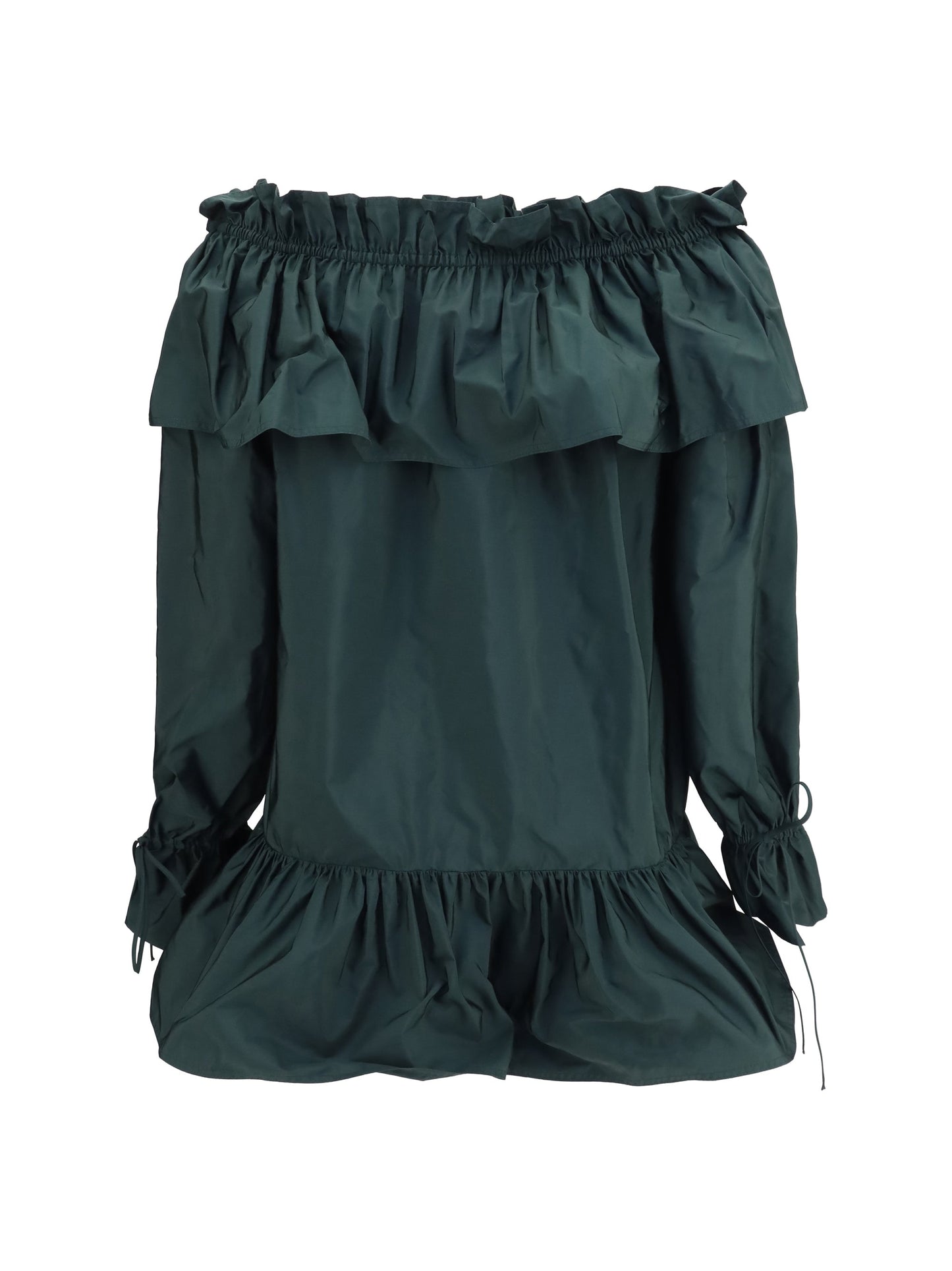 Saint Laurent Women Ruffled Nylon Poplin Dress