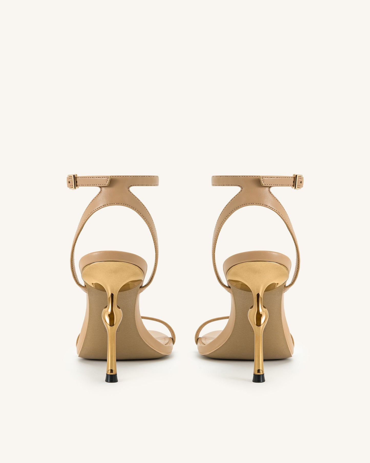 Alivia Gold Metal Heel Sandals - Khaki