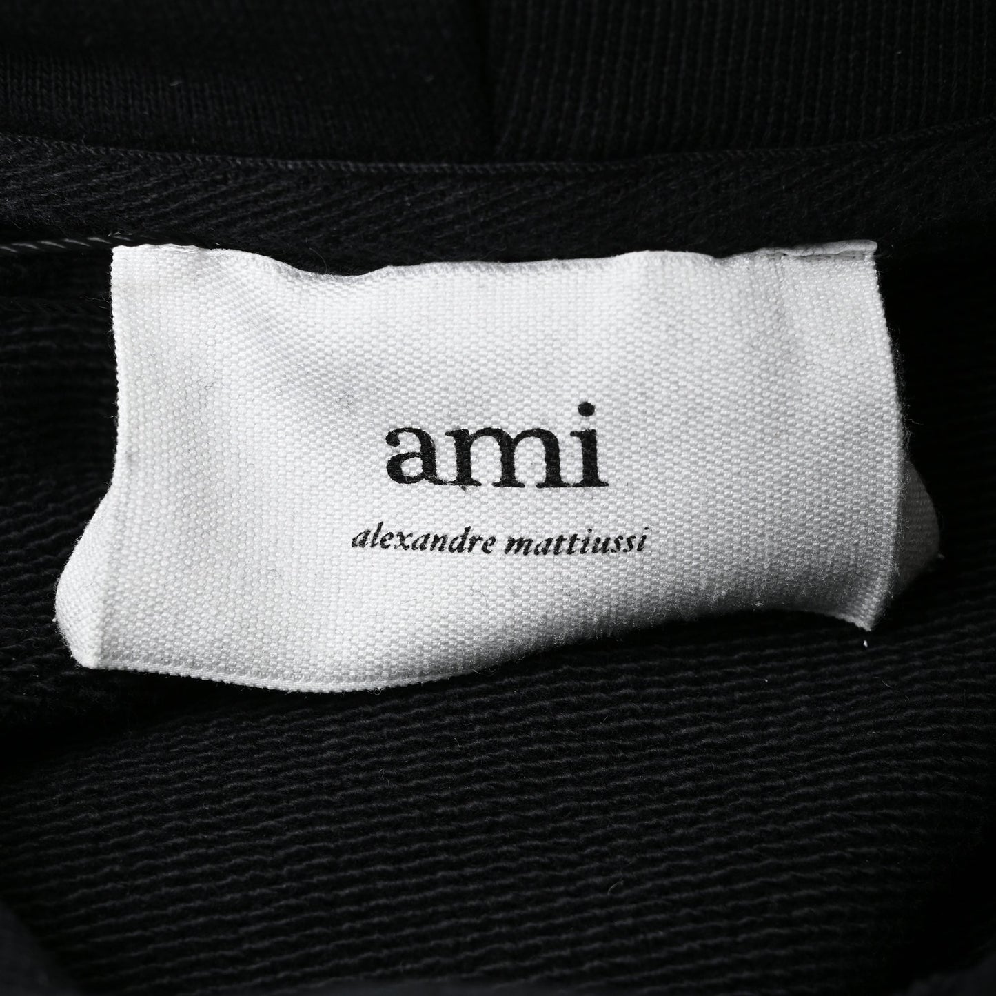 Ami Paris Ami De Coeur Small Logo Hoodie in Black Cotton