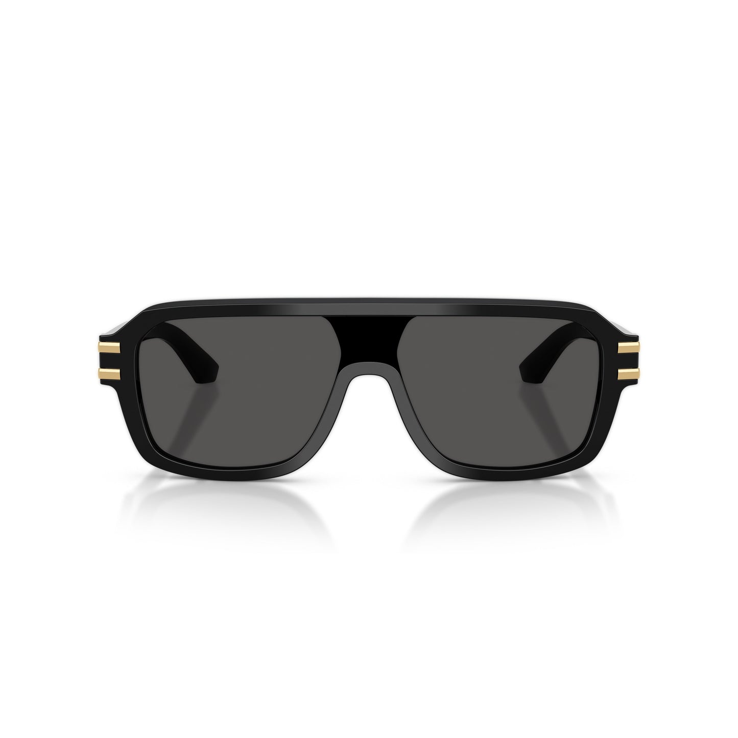 0Dg4507 Rectangular Black Acetate Sunglasses with Gold Accents