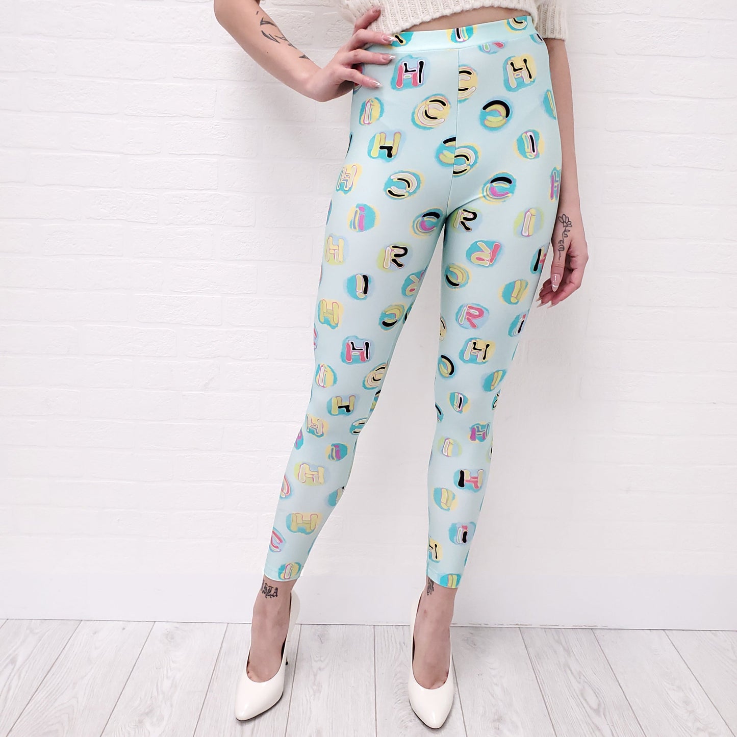 ALESSANDRA RICH GRAPHIC LEGGINGS - SIZE 38