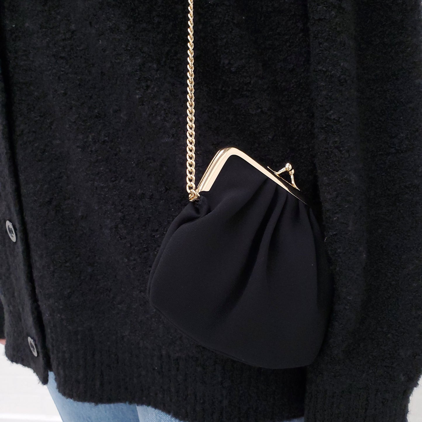 MOSCHINO BLACK CARDIGAN WITH COIN PURSE- SIZE 42