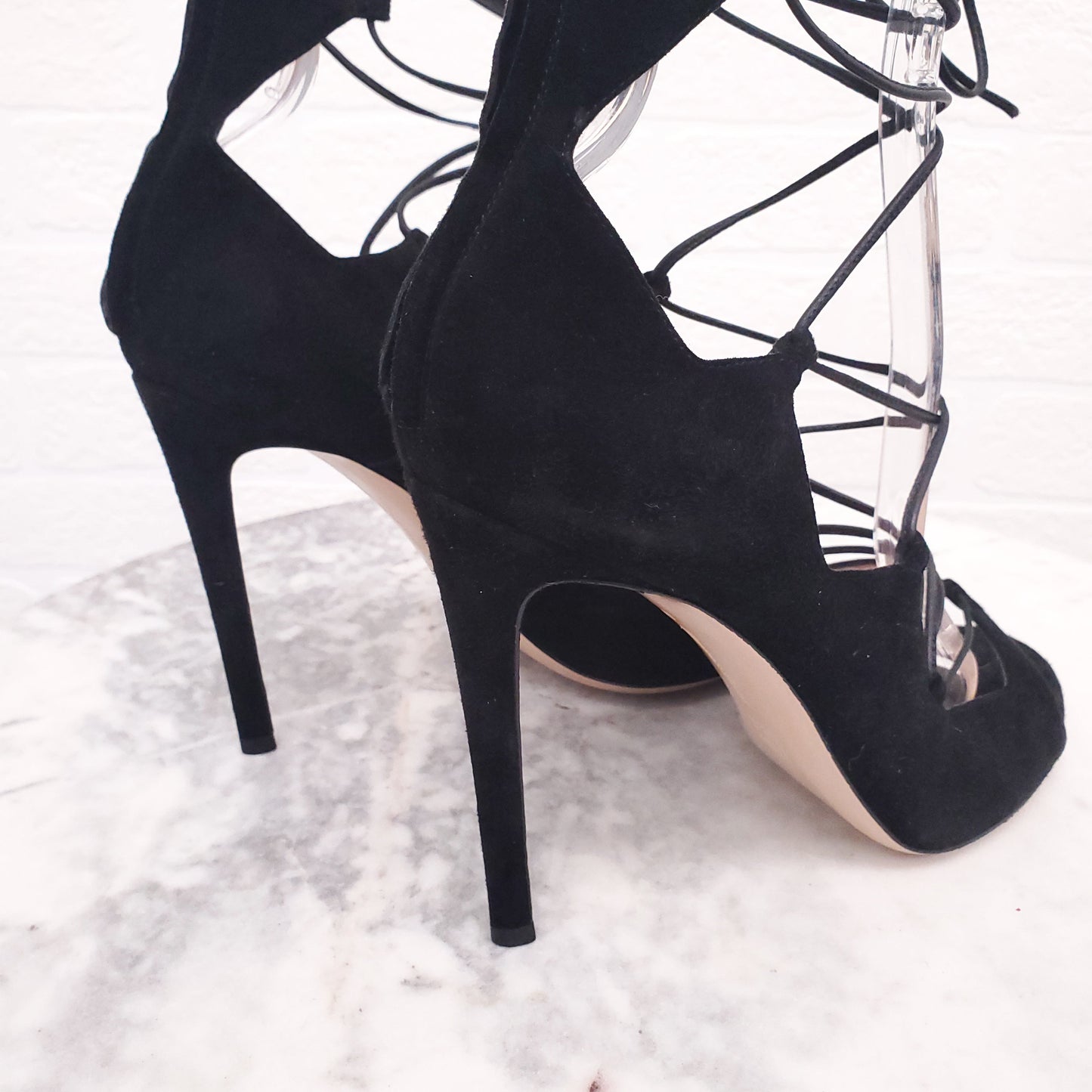 GIANVITO ROSSI SUEDE LACE UP HEELS - SIZE 39