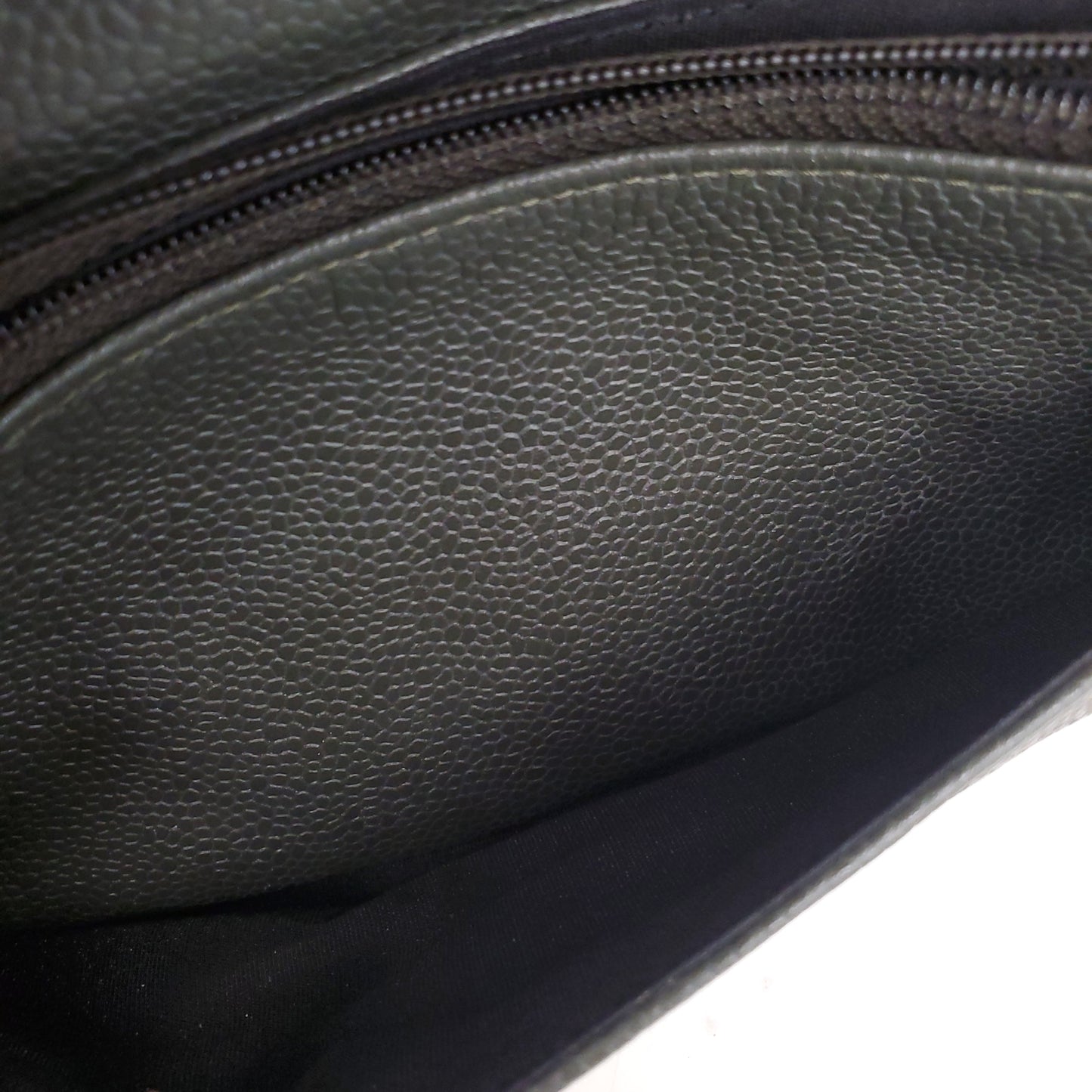 CHANEL KAKI HALF CRESCENT INTERLOCKING CC WALLET ON CHAIN