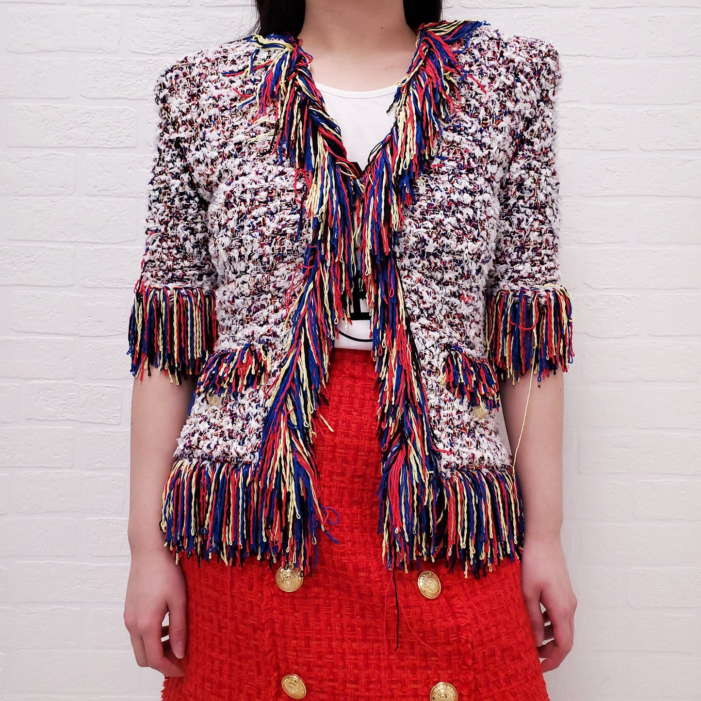 BALMAIN MULTICOLOUR TWEED JACKET - SIZE 36