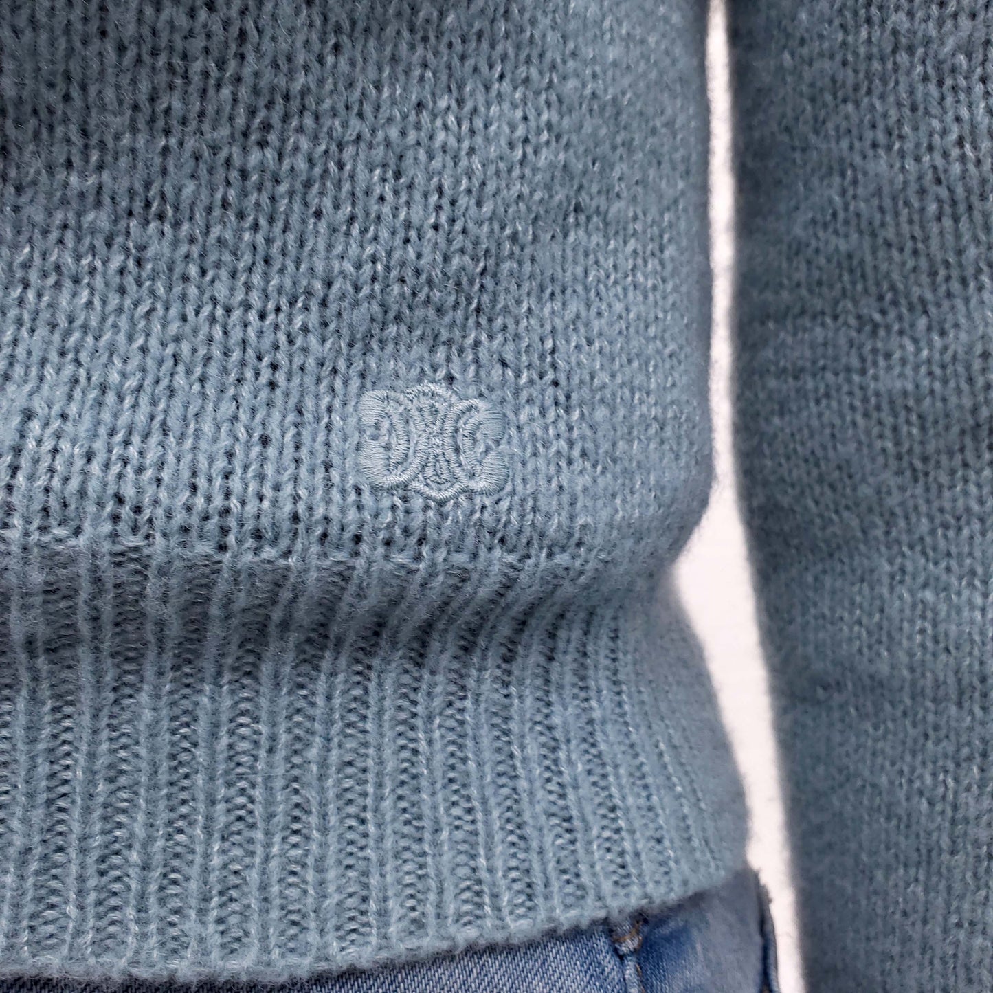 CELINE BLUE CASHMERE CARDIGAN WITH TRIOMPHE LOGO - SIZE XS