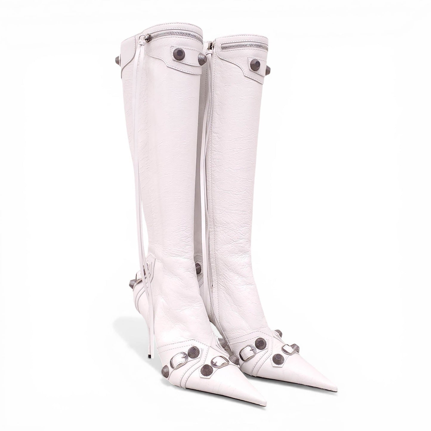 BALENCIAGA OPTIC WHITE CAGOLE BOOTS - SIZE 39