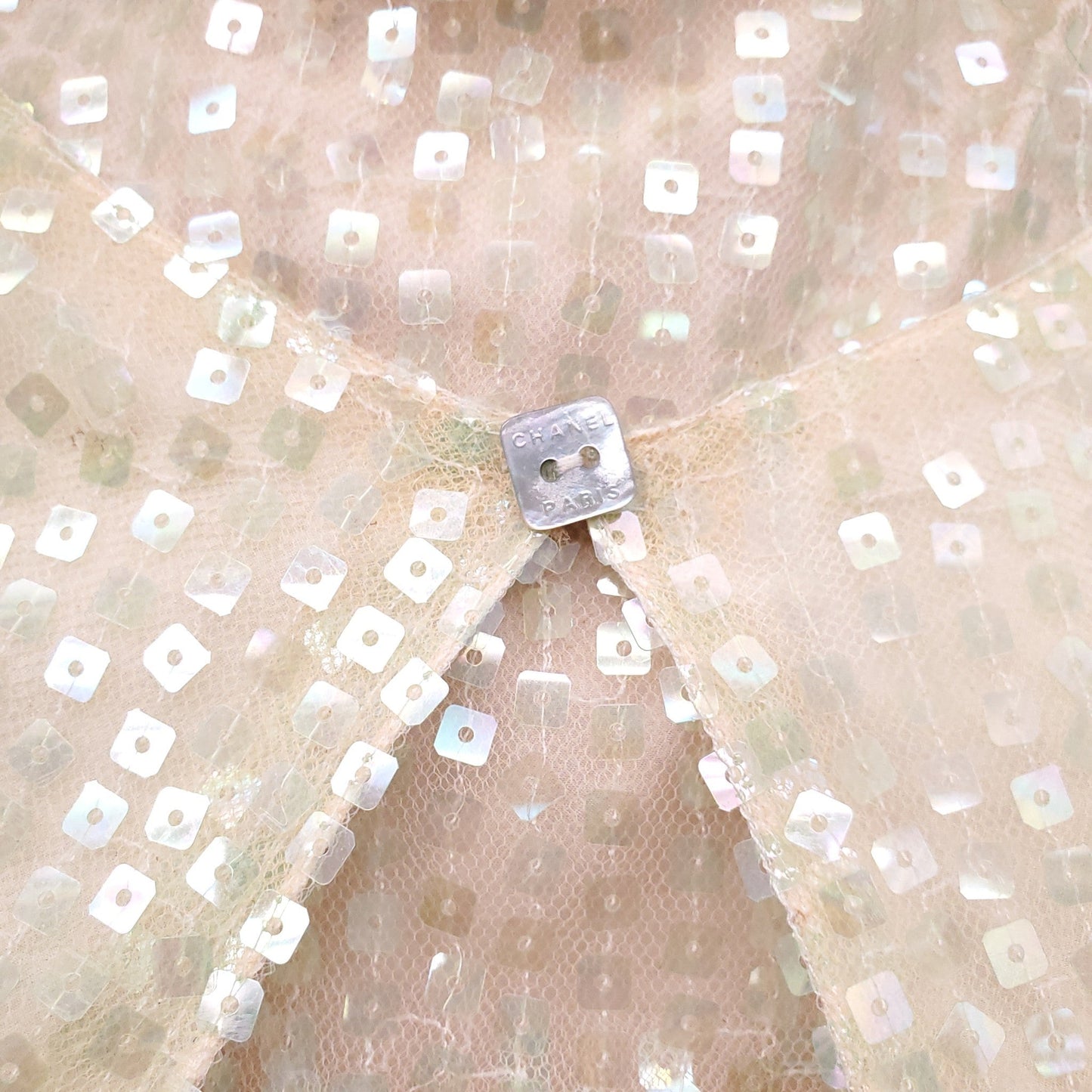CHANEL TRI-COLOUR SEQUIN TOP AND CARDIGAN - SIZE 38