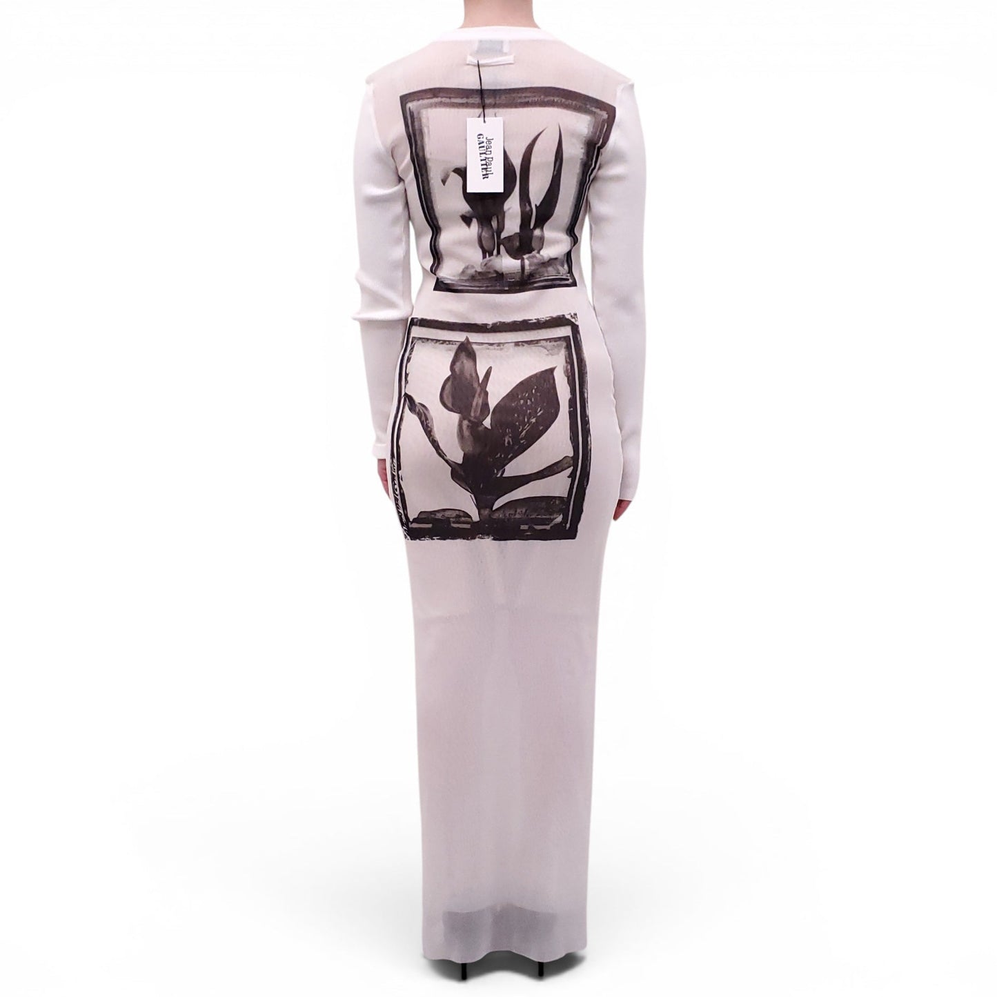 JEAN PAUL GAULTIER WHITE MESH LONG DRESS - SIZE M