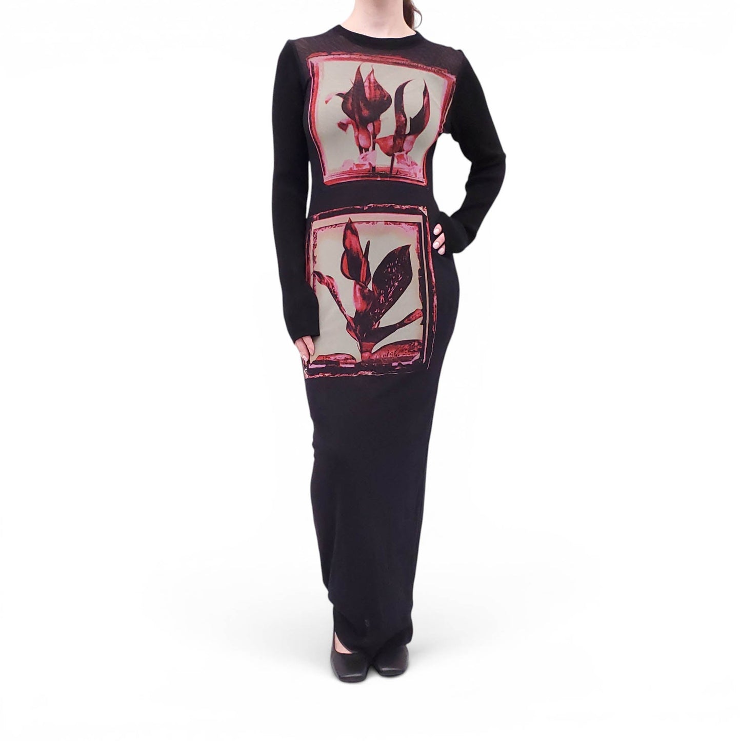 JEAN PAUL GAULTIER BLACK MESH LONG DRESS - SIZE M