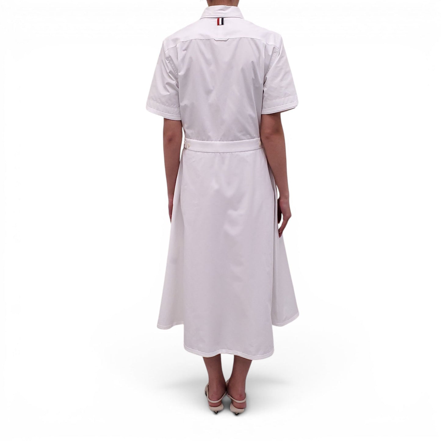 THOM BROWNE WHITE POPLIN A-LINE DRESS - SIZE 46