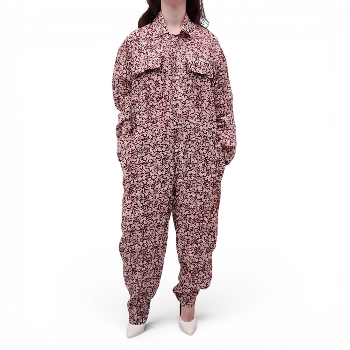 YVONNE S RED PATTERNED JUMPSUIT - SIZE L
