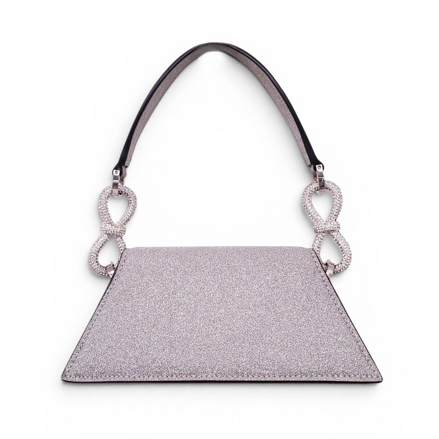 MACH & MACH SILVER SPARKLY BOW MINI BAG