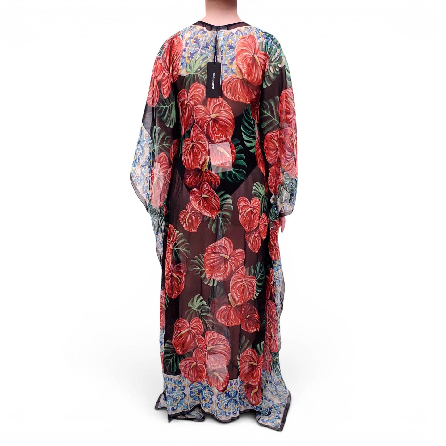 DOLCE & GABBANA FLORAL SHEER CAFTAN - SIZE 38